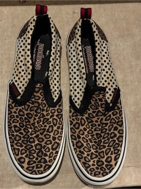 Slip-On Leopard & Polka Dot Sneakers - Women's Casual